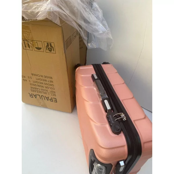 Valise Cabine 55cm ABS à 4 Roues Modèle Collier Rose serrure