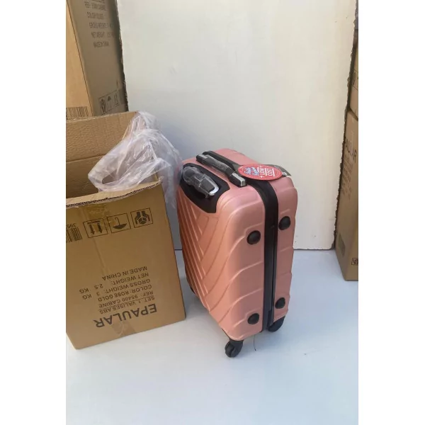 Valise Cabine 55cm ABS à 4 Roues Modèle Collier Rose Coté Droite