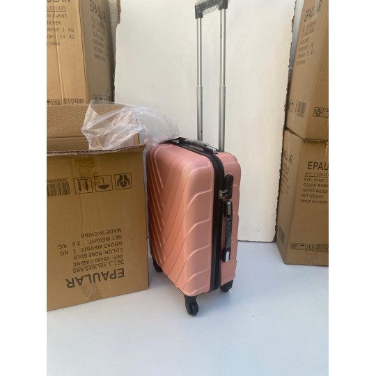 Valise Cabine 55cm ABS à 4 Roues Modèle Collier Rose Poignée Coté