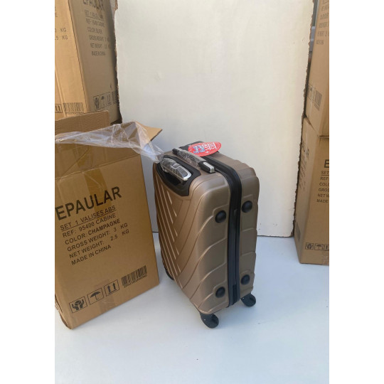 Valise Cabine 55cm ABS à 4 Roues Modèle Collier Or coté Droite