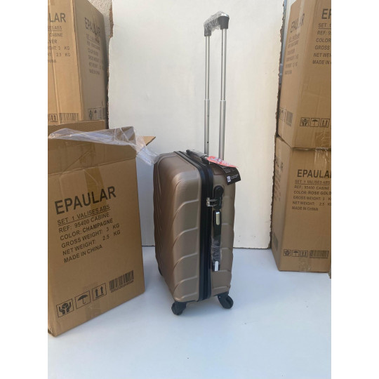 Valise Cabine 55cm ABS à 4 Roues Modèle Collier Or Poignée Coté