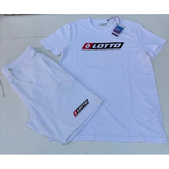 Complet LOTTO Vendu en ensemble ou à l'unité (T-Shirt seul ou short seul au choix) Blanc Ensemble