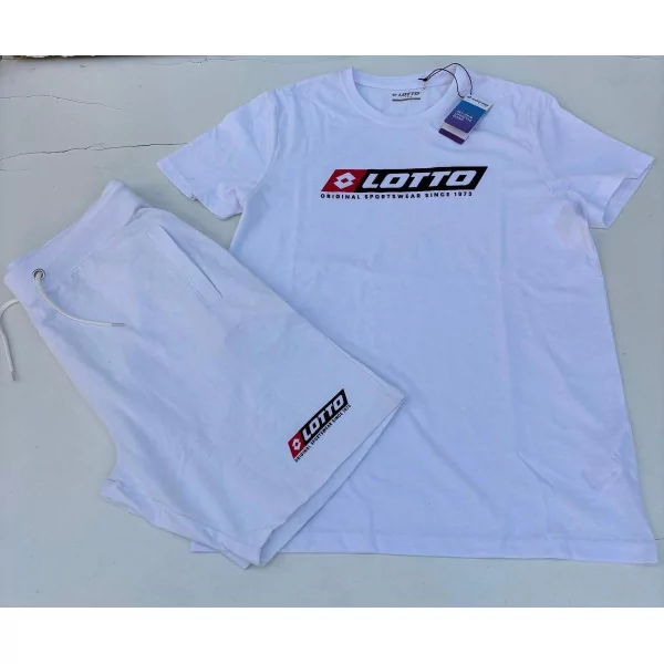 Complet LOTTO Vendu en ensemble ou à l'unité (T-Shirt seul ou short seul au choix) Blanc Ensemble