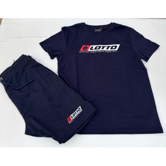 Complet LOTTO Vendu en ensemble ou à l'unité (T-Shirt seul ou short seul au choix) Bleu Marine Ensemble
