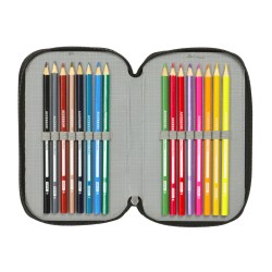 Trousse Scolaire avec Accessoires Spider-Man Attack Noir 12,5 x 19,5 x 5,5 cm 37 Pièces