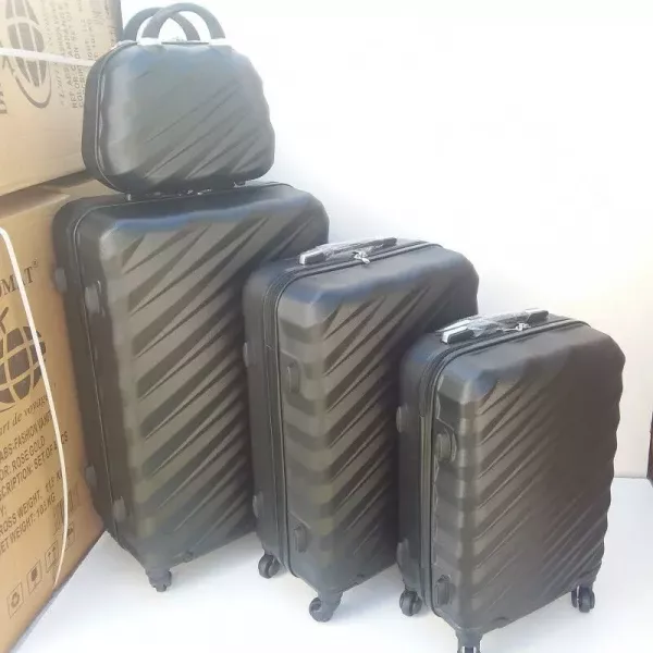 Lot de 3 valises rigides renforcées noires set de voyage