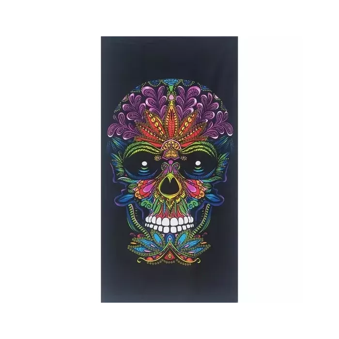 Grande Serviette De Plage Drap De Bain Microfibres Tête De Mort Mexicain Noire Principale