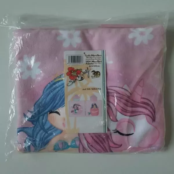 Serviette Poncho De Bain Microfibres À Capuche Sirène Et Licorne Emballage