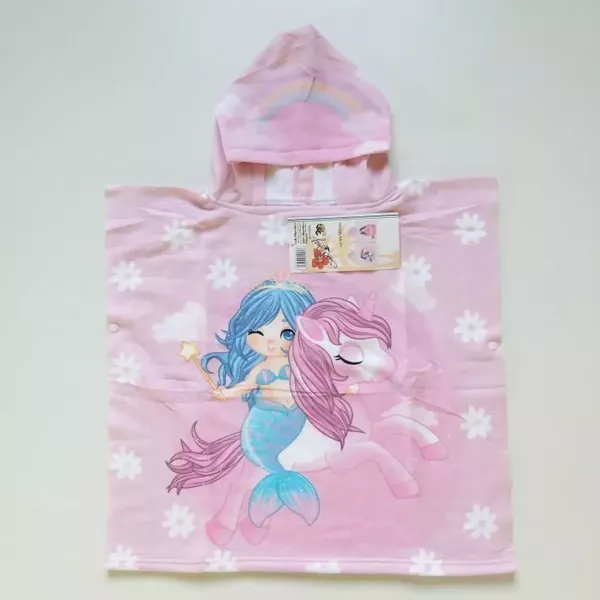 Serviette Poncho De Bain Microfibres À Capuche Sirène Et Licorne Principale