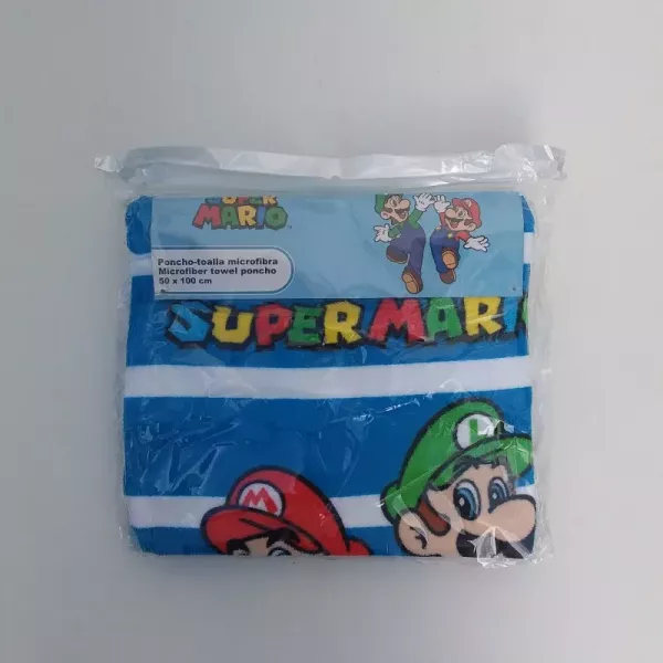 Serviette Poncho De Bain Microfibres À Capuche Super Mario et Luigi