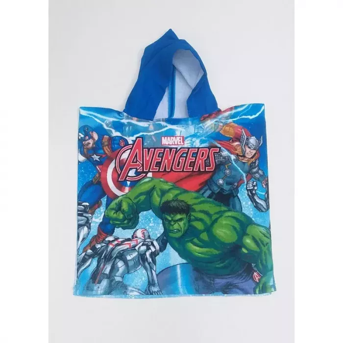 Serviette Poncho De Bain Microfibres À Capuche Avengers, Hulk Face Avant