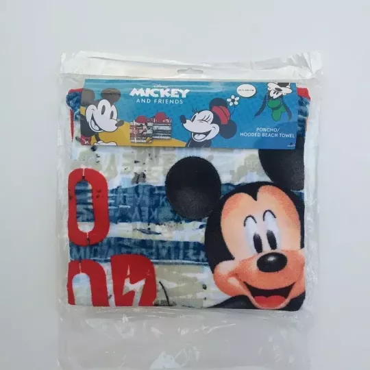 Serviette Poncho De Bain Microfibres a Capuche Mickey Emballage
