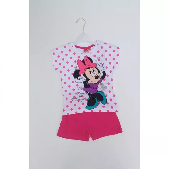 Ensemble Short Tee Shirt 100% Coton Enfant MINNIE DISNEY Rose Principale