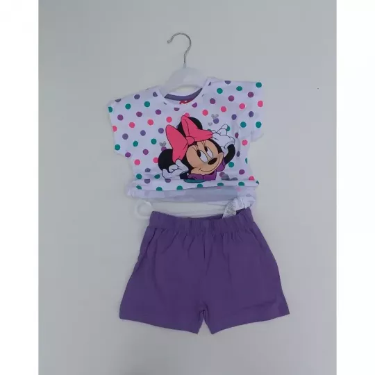 Ensemble Short Tee Shirt 100% Coton Enfant MINNIE DISNEY Violet Autres