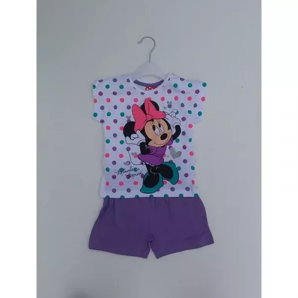 Ensemble Short Tee Shirt 100% Coton Enfant MINNIE DISNEY Violet Principale
